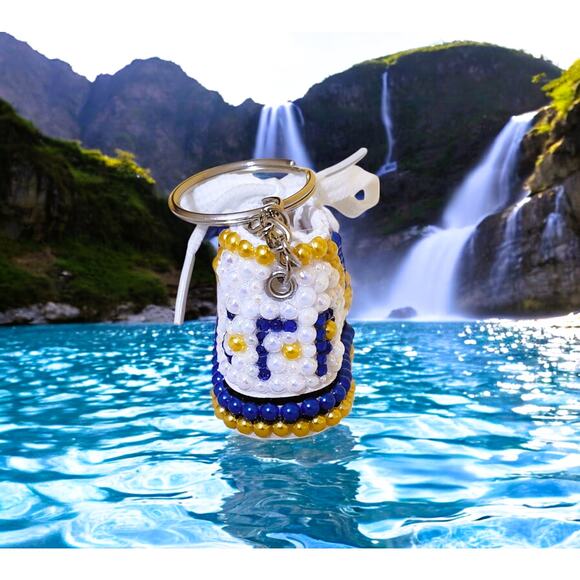 Sigma Gamma Rho Keychain White Rhinestone and Pearls Custom Made Shoe - Picture 2 of 4